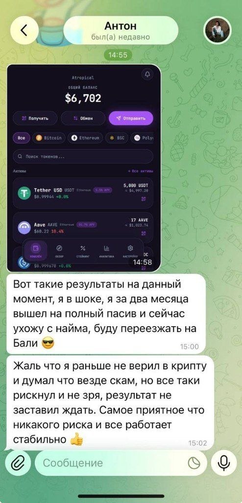 Скриншот кошелька Антона